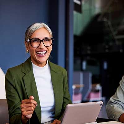 Worker smiling in office